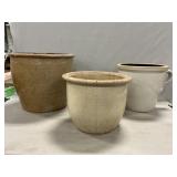 (3) Stoneware Crocks (Chips, Cracks, See Photos)