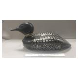 (1) Vintage Wooden Black Loon Bird Decoy