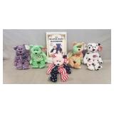 (5) Ty Beanie Baby Plush Toy Bears & (1) Handbook
