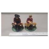 Pair Of Vintage Cast Iron Amish Couple Bookends