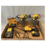 (2) DeWalt 12V Cordless Impact Drivers, Batteries