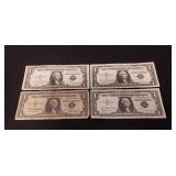 (4) U.S. Silver Certificate One Dollar Bills