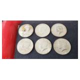 (6) U.S. 1964 Silver Kennedy Half Dollar Coins
