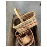 Box Lot Of Baskets, Wooden Bowl