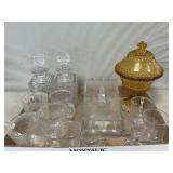 Lot With Amber Pedestal Dish, EAPG Cheese Dish,