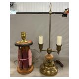Spool Lamp Base, Brass Double Socket Lamp Base