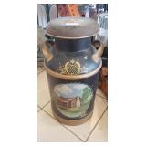 (1) Painted Vintage Metal Milk Can