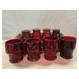 (8) Ruby Red Anchor Hocking Georgian Tumblers