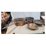 (2) Copper Cook Pots & (2) Metal Strainers