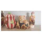 (2) Ceramic Cookie Jars & (1) Ceramic Decanter