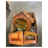 Box Lot With Ceramic Crèche, Glassware, Valentine