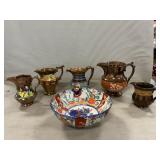 Antique English Copper Lusterware, Japanese Imari