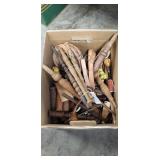 Box Lot Of Assorted Vintage Spinning Wheel Parts