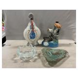 Decanters (Empty), Art Glass Ashtray, Glass Bowl