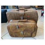 Pair Of Vintage Vinyl Suitcases (No Key For Large