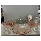 Pink Depression, Heisey Etched Bowl, Tea Forte