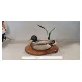 Hand Crafted Male Mallard Duck On Walnut Base #72