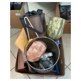 Box Lot With Fish Finder Screen, Salt Lamp Base,