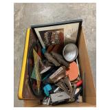 Box Lot With Chinese Checker Tin, Bookends, Ankle