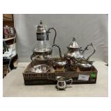 Carafe, Teapot & Assorted Silverplate, Silver