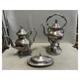 Silverplate Tilting Samovar Teapot, Footed Teapot