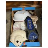 Box Lot With Enamel Basin, Football Helmet, Golf