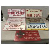License, Fire Dept. Plates, Metal Fire Co. Sign