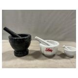 Marble, Porcelain Mortar & Pestle