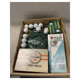 Lot With Golf Balls, Gloves, Putting Cup