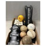 Lot With Golf Club Covers, Softballs, Baseball,