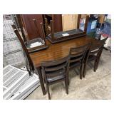 Table, 4 chairs and 1 Bench