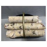 Fireplace Log Holder With Birch Logs