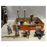 Silverplate Candlesticks, Brass Candleholders,