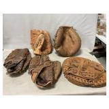 (5) Vintage Baseball Gloves