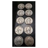 (10) U.S. Silver Quarters (90% Silver)