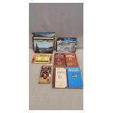 Assorted Postcards & (5) Assorted Dictionaries