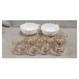 (8) Vintage Glass Juice Glasses & (2) Milk White