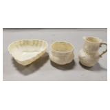 (3) Vintage Belleek Porcelain Pieces "Co.