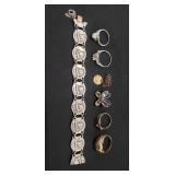 Assorted Sterling Silver/925 Jewelry & (2) Gold