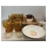 Anchor Hocking Georgian Amber Tumblers, Egg Cup,