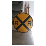 (1) Metal Sign "Railroad Crossing" (36" Diameter)