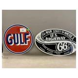 Metal Route 66 Sign, Retro Gulf Sign