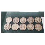 (10) U.S. Silver Quarters (90% Silver)