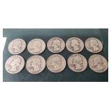 (10) U.S. Silver Quarters (90% Silver)