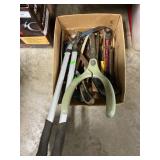 Box Lot With Pruners, Shears, Saws & Assorted