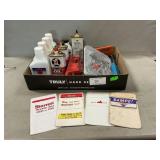 Assorted Oils, Tools, Advertising Pocket