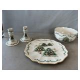 Lenox Christmas Bowl, Tray & Candleholders