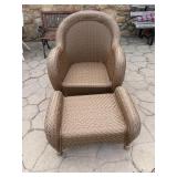 Wicker Type Chair & Ottoman