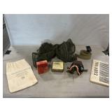 Cigarette Box, Bug Netting,WWII Goggles, Belt,