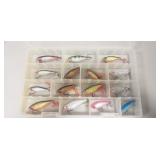(15) Assorted Fishing Lures w/Plastic Storage